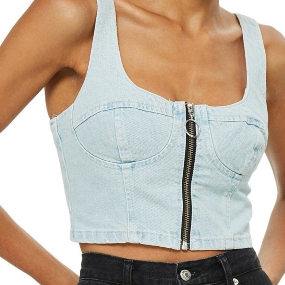 Top shop boho denim bustier size 4 crop top